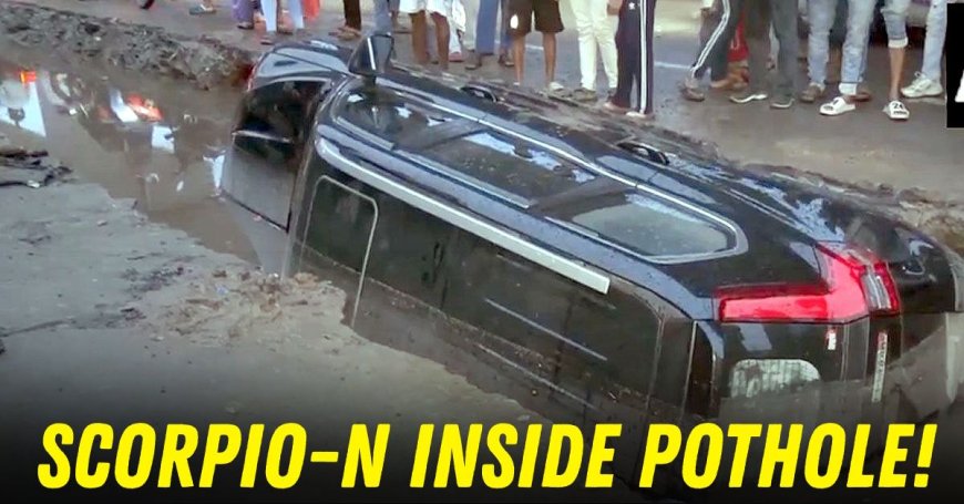 🚨 Patna Pothole Accident: Scorpio-N SUV Sinks, Driver Alleges “Conspiracy to Defame Government”